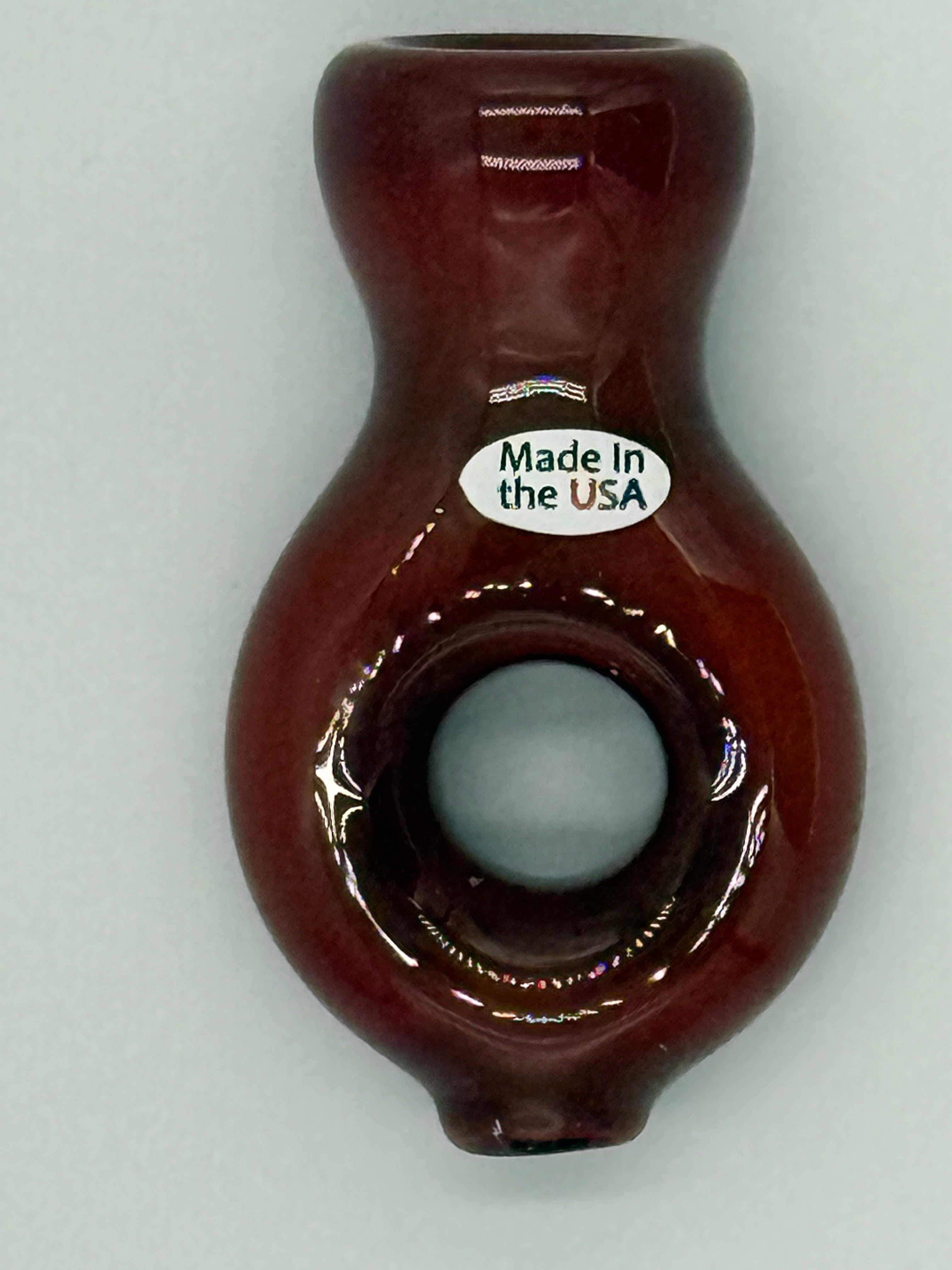 Hand Blown Glass Ring Chillum Pipe – Compact Pocket Pipe – Assorted Colors – Made in USA