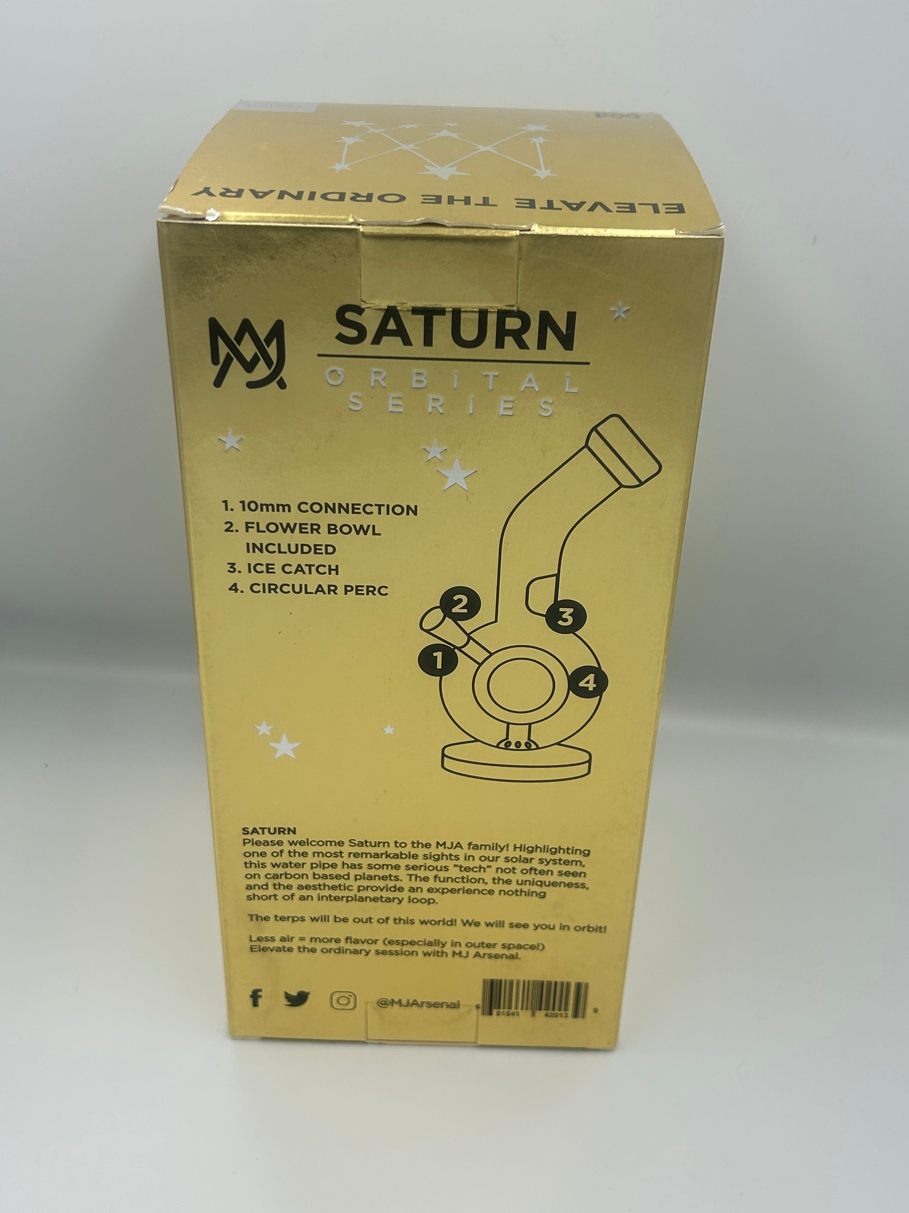MJ Arsenal Saturn Orbital Series Mini Glass Water Pipe – 10mm Borosilicate Glass Bong with Circular Perc