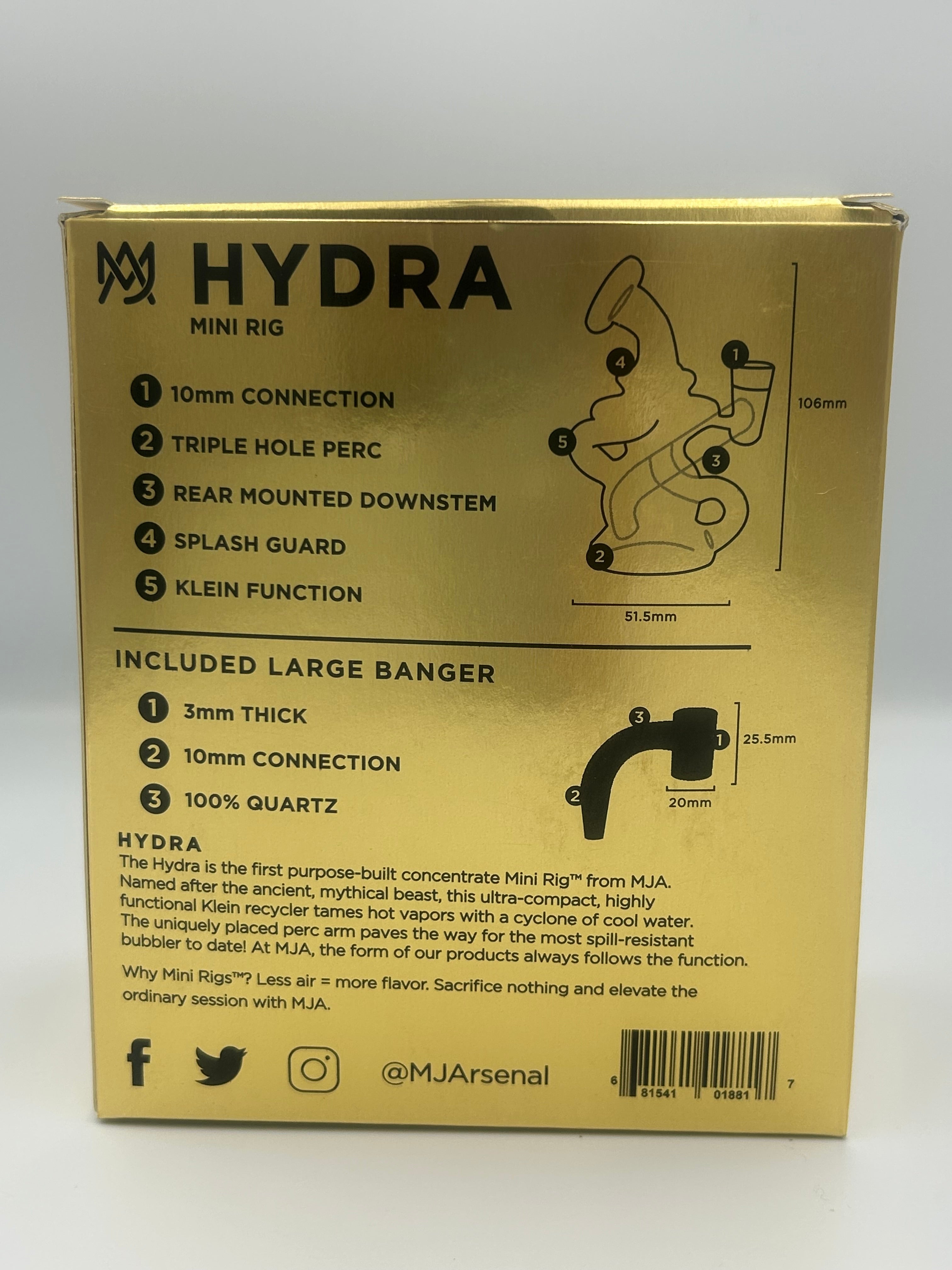 MJ Arsenal Hydra Mini Rig Recycler Dab Rig with 10mm Quartz Banger